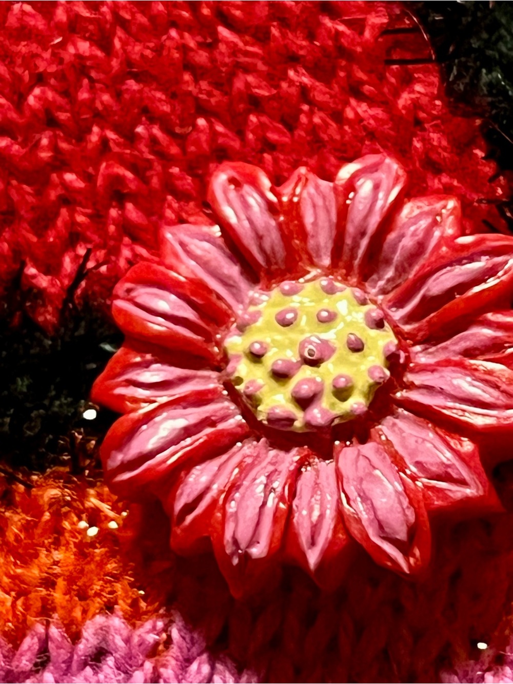 Vtg Storybook Knits Bright Daisy Cardigan Sweater S 90s Whimsigoth Floral Beaded - Picture 17 of 17